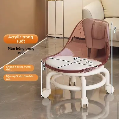 Ghế Nhựa Acrylic Có Bánh Xe và Tựa Lưng cho Trẻ Em