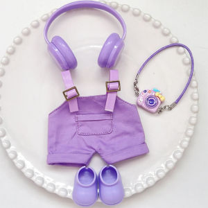 15/17Cm For Labubu Clothes Dolls Sitting Party 1St 2Nd 3Rd Headphones Overalls Shoes Set Apparel Accessories Lovely Outfit Gift