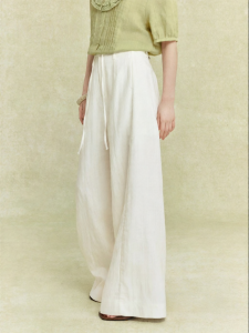 SUSHE | Easy-to-match High Waist White Loose Trousers Lycell Fiber Female