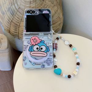 Sanrio | Ốp Điện Thoại Hình Nàng Tiên Cá Hoạt Hình Cho Samsung Galaxy Z Flip Chống Sốc Có Giá Đỡ Từ Tính Kèm Dây Buộc Vỏ Nhựa Chống Trầy Xước Chống Nước