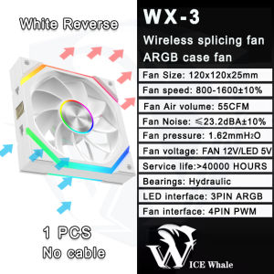 ICE Whale WX-3 Wireless Splicing Fan ARGB Air-Cooled Cooling Accessories 1600RPM 12CM Chassis Fan
