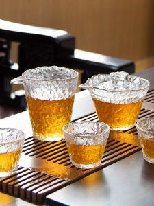 Retro Japanese Style Heat Resistant Glass Tea Set with Gold Rim Owner Cup Small Tea Cup for Business And Home Use