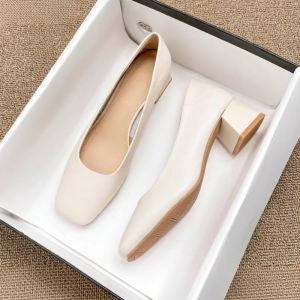 MIFEI | French Style New Heeled Pumps Square Toe Leather Shoes 41-43