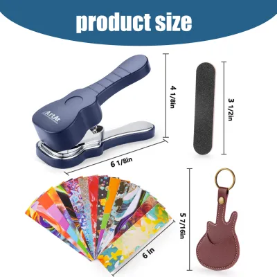 DIY Guitar Pick Punch Maker Recycled Plastic Cards to Plectrum for Acoustic Electric Bass with 15 PCS Pick Strips
