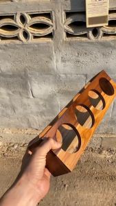 บล็อกไม้วางแก้ว 4 ช่อง ที่วางเครื่องปรุงร้านอาหารตามสั่ง (งานไม้สัก)