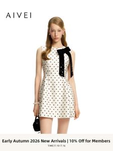 AIVEI | New French Vintage Elegant Sleeveless Polka Dot Dress