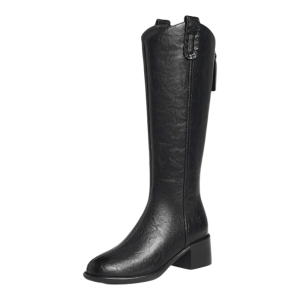 Reddragonfly | Lined Black Knee-High Boots Heel Zipper