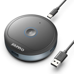 USB Conference Microphone with 3-Port Hub for Video Calls Meetings & Streaming – Crystal Clear Audio Plug & Play Noise Cancel