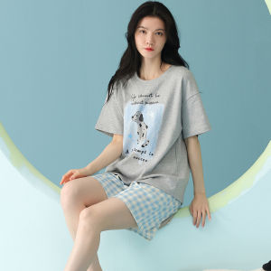 COSMO LADY | Cotton Padded Bust Short Sleeve Shorts Pajamas