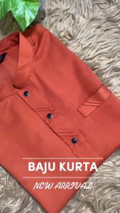 New Arrival Sempurna Baju Kurta Warna Brick Orange Slim Fit Cotton Sedondon Baju Raya - D017K Ready Stock / KD