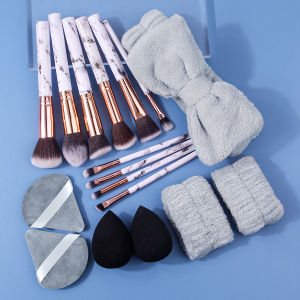 Bộ Cọ Trang Điểm 17 Chiếc Với 2 Quả Trứng Bọt Biển Và 3 Dây Đeo Cổ Tay Bằng Tóc/dây Buộc Bàn Chải Sợi Len Nylon Đa Chức Năng Có Lông Mềm Dùng Để Đánh Phấn Má Hồng Kem Che Khuyết Điểm Phấn Mắt Kem Nền Bronzer Điêu Khắc Phấn Bắt Sáng