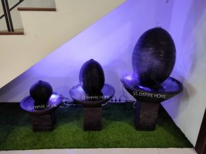 S188 ALL Black Ball Egg Feng Shui Water Fountain Trophy Pond Kolam Air Sandstone Garden Water Feature 风水流水喷泉瀑布池 Home