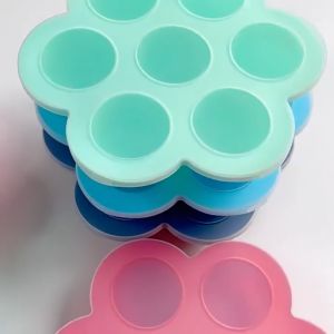 บล็อคซิลิโคนแช่แข็ง 7 หลุม พร้อมฝาปิด บล็อคซิลิโคนแช่แข็งอาหารเด็ก วัสดุฟู๊ดเกรดไร้สารพิษ 100% เข้าเตาไมโครเวฟได้