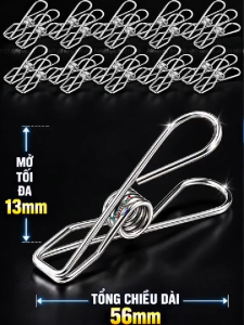 Kẹp Inox Phơi Quần Áo Móc Cố Định Treo Đồ Lót Mắc Tất Vớ Chống Rỉ Đa Năng Tiện Lợi