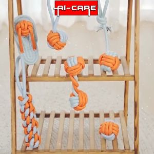 Pet Nylon Cotton Rope Knot Dog Toys Bite Resistant Puppy Teething Molar Toy Ball for Dogs Training
