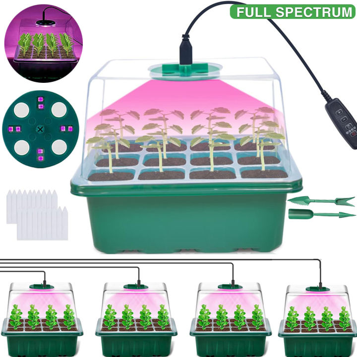 Full Spectrum LED Grow Lights with Seedling Trays Plant Seed Starter ...