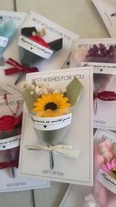 1pcs Foldable Greeting Card Three-Dimensional Bouquet Greeting Card Holiday Blessing Postcard Card Dried Flower Greeting Card