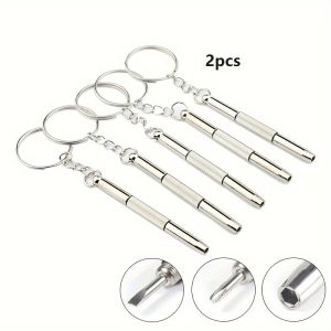 2pcs Portable 3 In 1 Screwdriver Eyeglass Sunglass Watch Repair Screwdriver Set Keychain Stainless Steel Mini Screwdriver Hand T