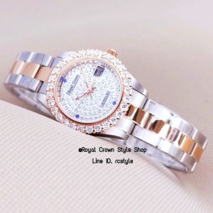 นาฬิกา Royal Crown แท้100% ประดับเพชรเกรดพรีเมี่ยมสีสองกษัตริย์กันน้ำมีบัตรับประกัน1ปีจัดส่งพร้อมกล่องครบเช็ต