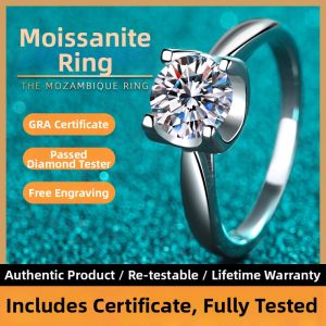 KAFANDENG | Womens Moissanite Engagement Ring 1 Carat Silver