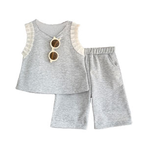Menoea Summer New Girls Sports and Leisure Clothes Sets Sleeveless Casual Top+shorts Two-piece Set Childrens Clothing Suits Costume 3-7 Years Kids Outfits