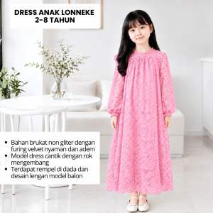 DRESS BRUKAT ANAK PESTA KONDANGAN LONNEKE DRESS BRUKAT NON GLITTER LENGAN PANJANG