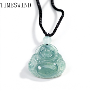 TIMESWIND Original Natural A-type Jade Blue Water Buddha Pendant Ice Sense Bless Women Men Necklace for Gift with Certificate