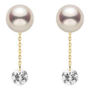 Helas | Flow Series Freshwater Pearl 14K Gold Lab Grown Diamond Earrings