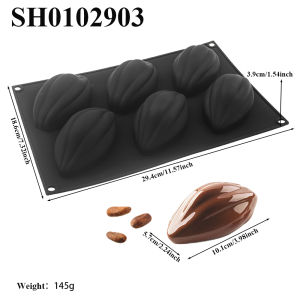 6 Cavity Olive Mousse Cake Silicone Mold Coffee Bean Chocolate Dessert Mold French Pastry Baking Mold