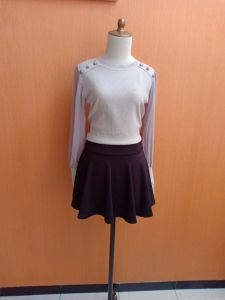 atasan wanita rajut abu muda pastel M L cewek blouse lengan panjang sifon MEWAH cute