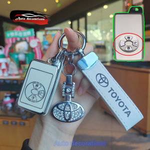 พวงกุญแจรถสำหรับ Toyota หุ้มกุญแจรถสำหรับยาริสวีออสเคสกุญแจรถยนต์ขอบเงินพวงกุญแจสำหรับ Toyota Kunci Remote Mobil เคส