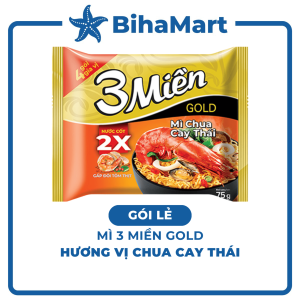 [GÓI LẺ] - UNIBEN - Mì 3 Miền Gold hương vị Chua Cay Thái (75g/gói) - Mì ăn liền Chua Cay Thái 3 Miền Gold gói