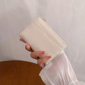 Short Pure Color Womens Wallet Zipper Buckle Multi-Card Slot Coin Purse Integrated Bag Korean Style Youth Fashion