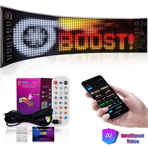 AI Voice Function LED Matrix Pixel Panel Light APP USB DIY Programmable Scrolling Text Advertising Sign Screen for Car Display