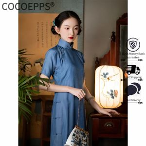 Cocoepps 2023 mùa hè cải tiến hàng ngày Cộng hòa Trung Quốc váy sườn xám khí chất trẻ thanh lịch Giảm béo Retro