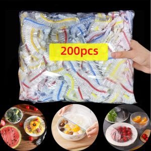 100/200pcs Saran Wrap Colorful Disposable Food Cover Food Grade Fresh-keeping Plastic Bag Kitchen Refrigerator Accessories