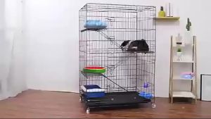 Cat Cage 3/4 Layer Foldable Simple Assembly Large Pet Cat Cage Large Space Cat Rabbit With Wheels Dog Cat Rabbit Cage easy assemble kitten pet cage Pet House Sturdy Cage