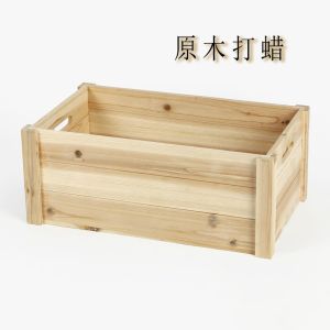 Retro Wooden Storage Box Toy Organizer Large Capacity Handheld Covered Basket Style Wooden Chest for Home And Outdoor Use