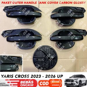 Paket Outer Handle Tank Cover Yaris Cross 2023 2024 2025 Carbon Glossy .