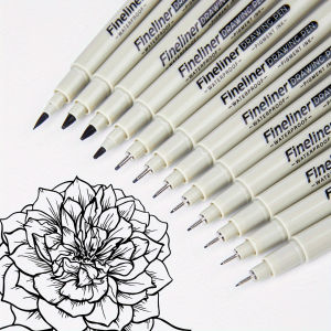 SHANDS 12PCS Black Waterproof Fineliner Pen Set Multi-Line Drawing Pens for Sketching Journaling Office & Holiday Gifts