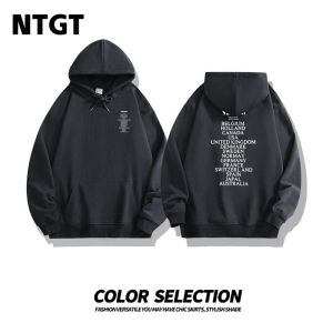 Mens Hoodie Sweatshirt Trendy American Letter Print Loose Fit Heavyweight Couples Outerwear Casual Youth Popular Streetwear