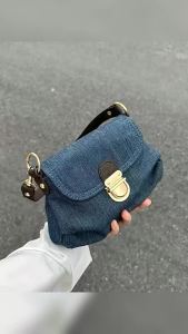 Retro Color Block Shoulder Bag 2025 Trendy Women Crossbody Bag Vintage Distressed Denim Buckle Foldable Handheld Purse