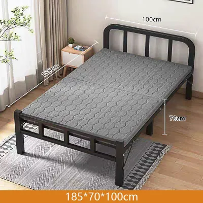 Folding Bed Portable Bed Single Bed Frame Foldable Bed Sturdy Bed Heavy Duty Metal Bed for 1-2 People Office Nap Simple Bed for Dormitory Rooms Space Saver Lunch Break Sleeping