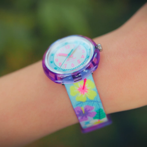 Flik Flak Hibiskiss (FPNP186) Purple RECYCLED PET Kids Watch