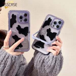 KISSCASE Cute Rabbit Transparent Holder Stand Purple Clear Case For iPhone15 14ProMax INS With Invisible Bracket Creative Fashion Mobile Phone Case 13promax Hard PC Protective Case For Apple15 Pro Max 14 Plus 13 12 11 Back Cover