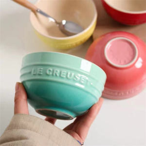 Le Creuset Ceramic Gradient Color Salad Bowl 4.75 Inches Pure Color Home Use round Shape French Style Dinnerware Bowl