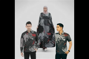 Batik Couple Pasangan Keluarga Ayah Ibu Anak Laki Suami Istri Sepasang Modern Mewah Gagak Abu