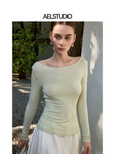 AEL Original Merino Wool Base Shirt Long Sleeve T-Shirt Womens Versatile Layering Slim Fit Top Korean Style Commute Fashion