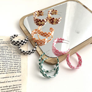 Hoa Tai Nhựa Tương Phản Hình Vuông Cho Nữ Thời Trang Cao Cấp Thanh Lịch Trang Sức Thời Trang Mới 2024 Hình Vuông Hình Học