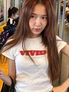 Áo Thun Cotton Tay Ngắn Cổ Tròn in Chữ Mùa Hè Cho Nữ Dáng Ôm Đi Làm Phong Cách Gợi Cảm Chất Liệu Cotton Nguyên Chất